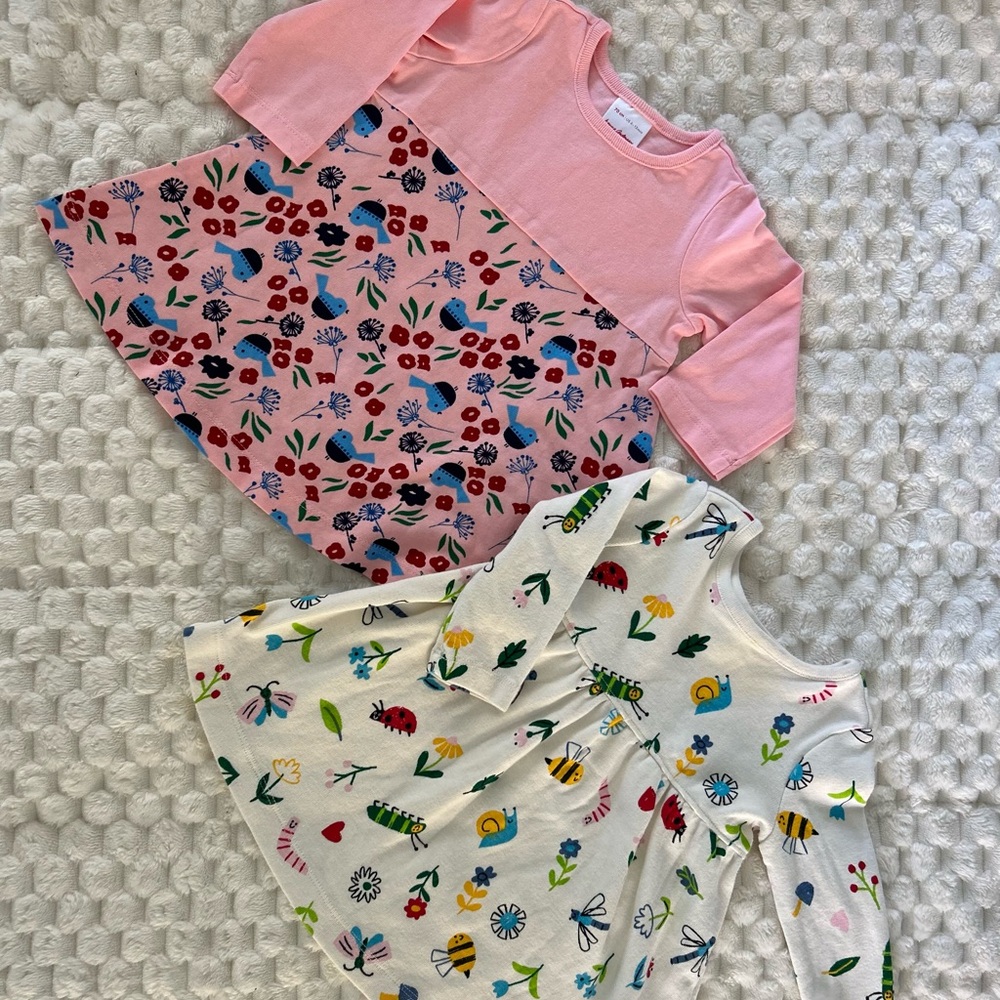 Floral Girls Dress Set- Pink and Cream